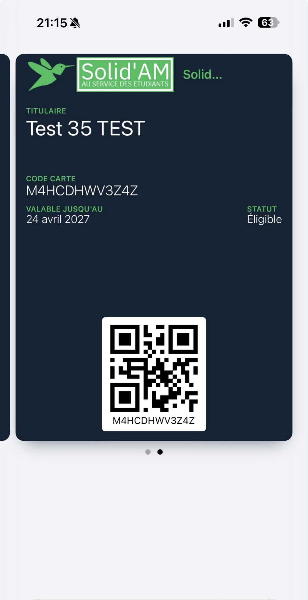 Carte bénéficiaire dans Apple Wallet sur iPhone